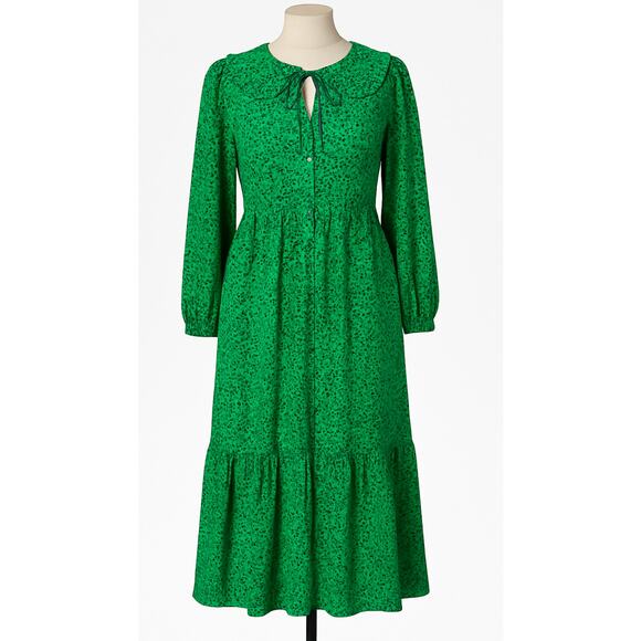 Who What Wear Spots and Dots Vibrant Green Long Sleeve Dress Leopard Print Small - Picture 2 of 7